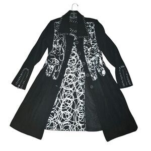 Paparazzi By Biz Black & White Wool Blend Dress & Matching Overcoat Size S